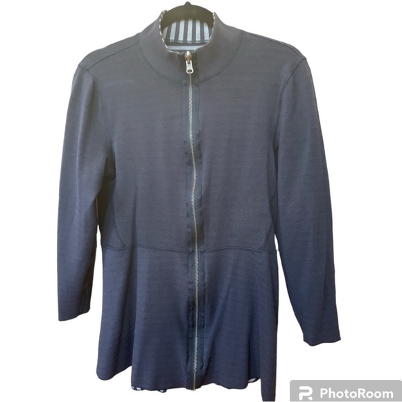 Soft Surroundings Althea Womens Striped Reversible Jacket Peplum Layering Medium - Picture 4 of 8